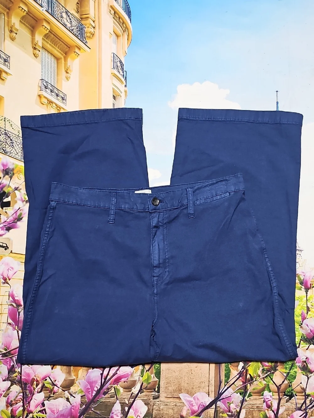 J. Crew Slim High Waist Wide-Leg Pants in Navy Blue Size 31